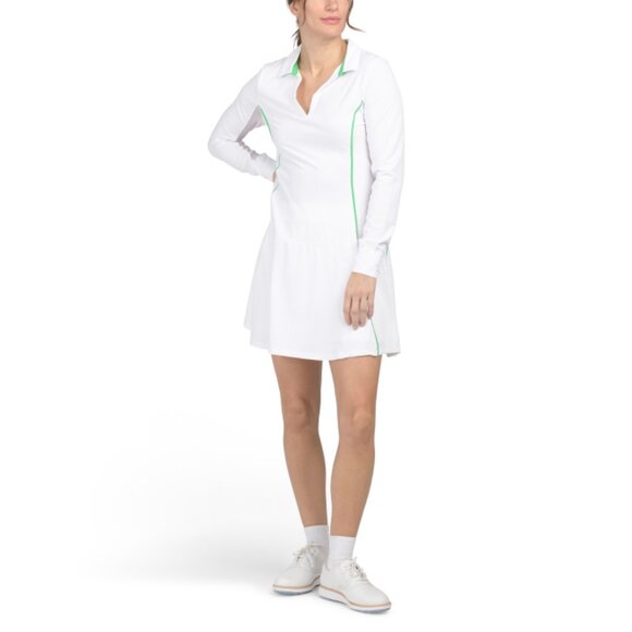 G LIFESTYLE White/green Color Stripe Long Sleeve Mini Dress - Picture 1 of 2